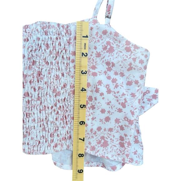 Mable Anthropologie Floral Ruffle Tie Front Crop Top Mini Skirt Set – Medium - Picture 8 of 14